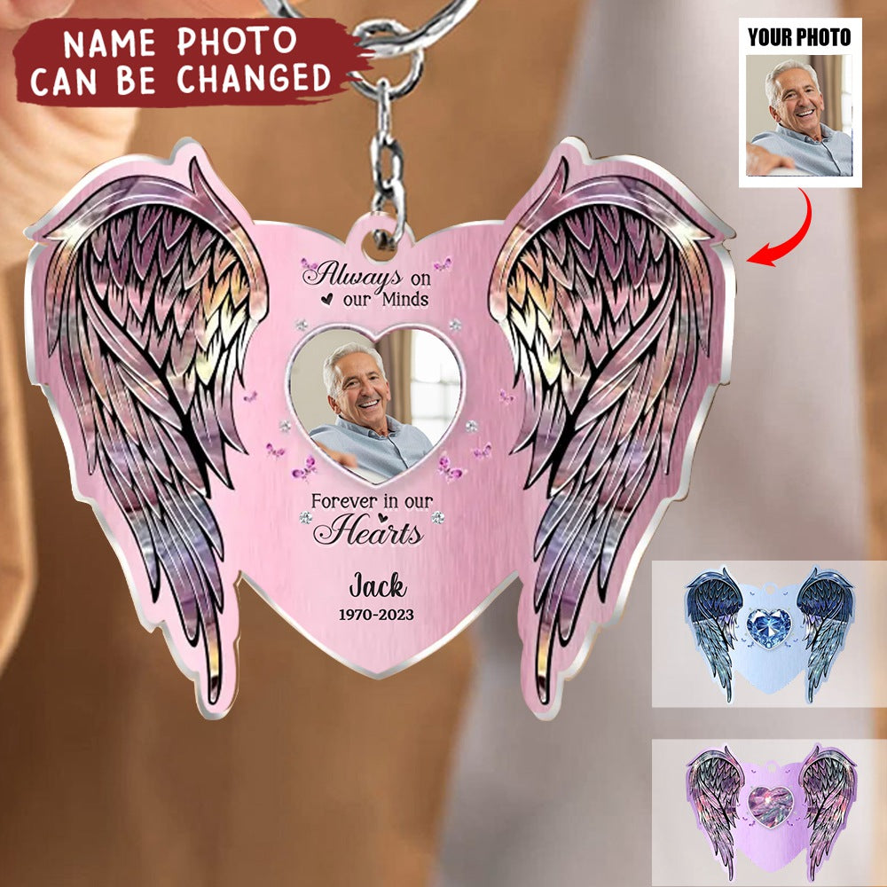 Personalized Memorial Acrylic Keychain - Upload Photo - Memorial Gift Idea For Family Member - Your Wings Were Ready But My Heart Was Not