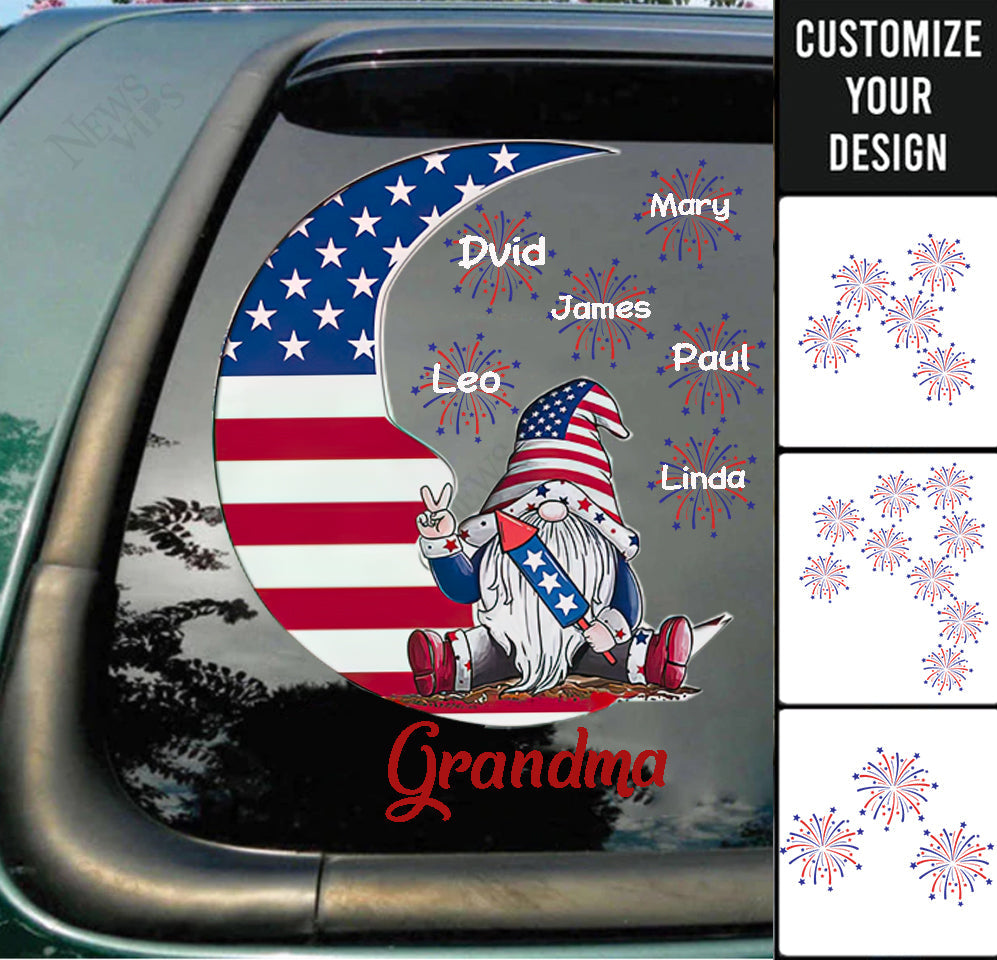 Grandma Mom's Dwarf Moon Firecracker Grandkids Independence Day Personalized Decal