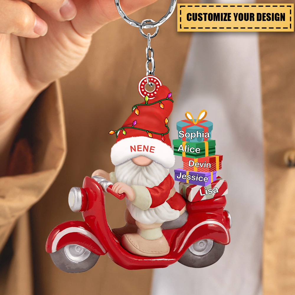 Nana Dwarf Riding A Motorbike Christmas Personalized Keychain