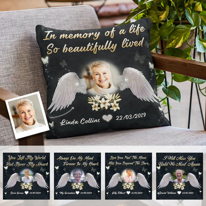 Angel Wings Flower When I Lost You - Personalized Photo Pillow