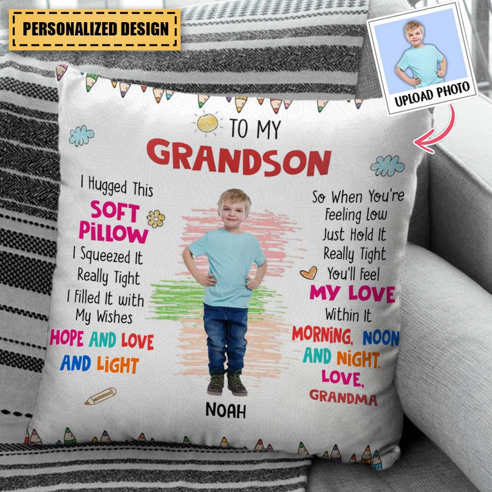 Gift For Grandson Photo Hug This Pillow